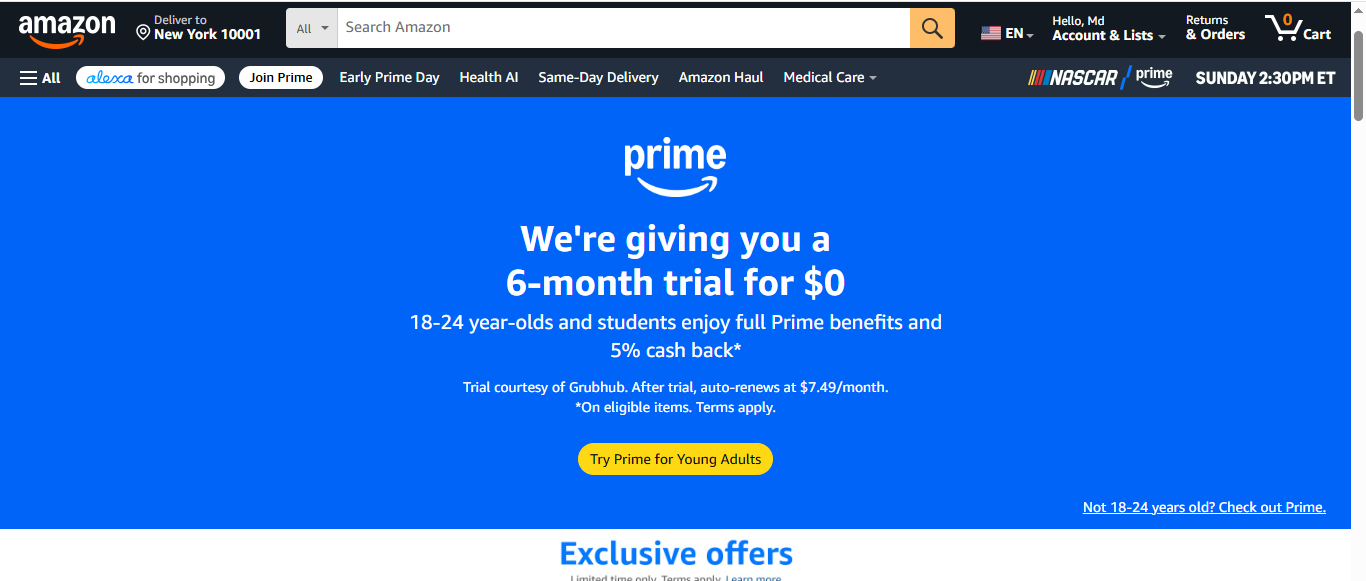 Prime For Young Adults Free Trial